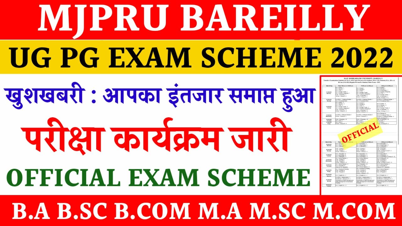 MJPRU OFFICIAL EXAM SCHEME 2022 | UG PG MAIN EXAM SCHEDULE 2022 DOWNLOAD