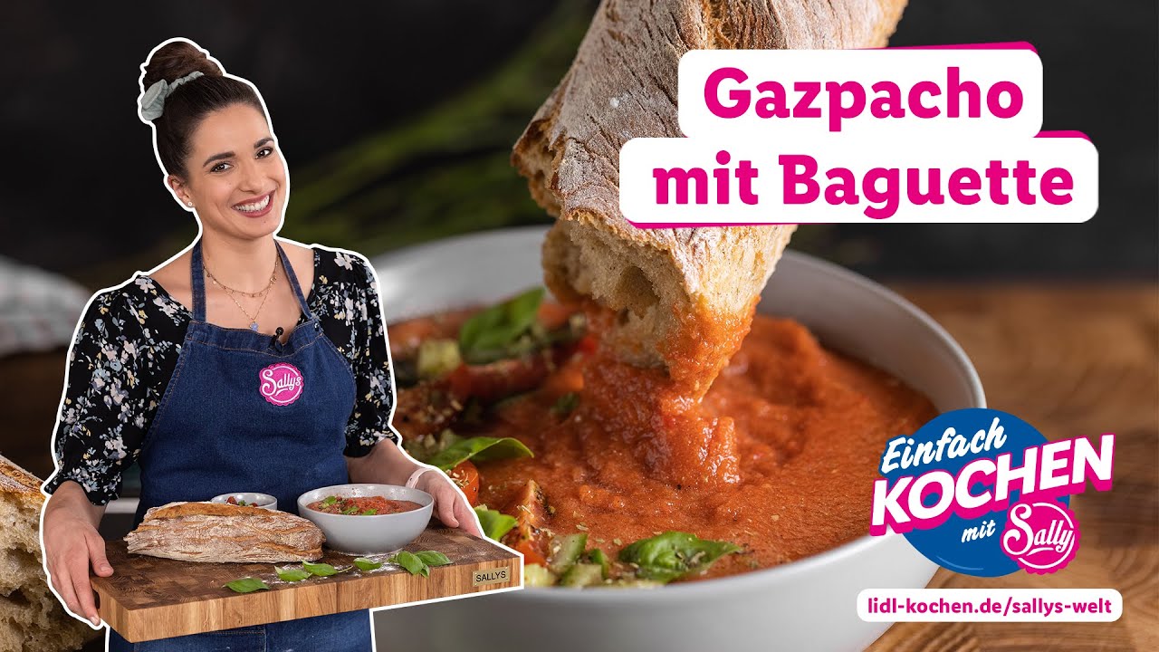 Einfaches Gazpacho mit Baguette | Rezepte für Lidl von Sallys Welt