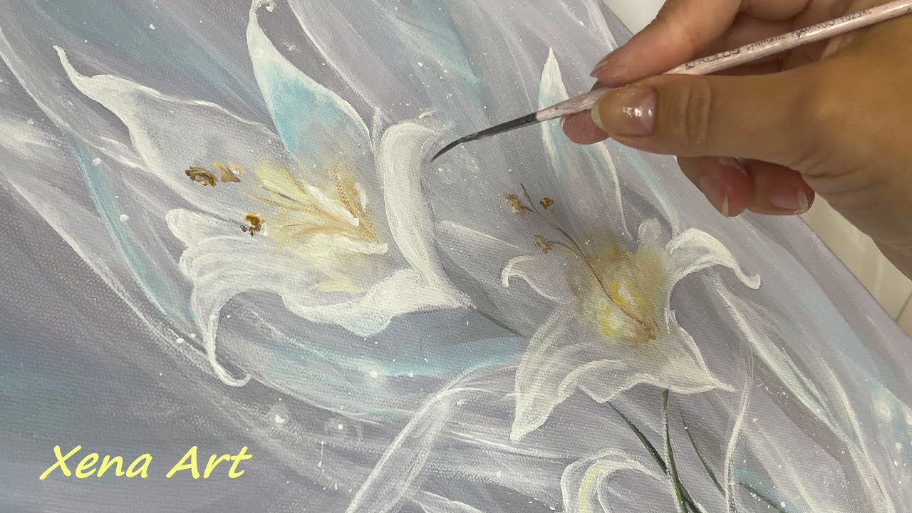 Magical Lilies Flowers / Acrylic Painting Step by Step 