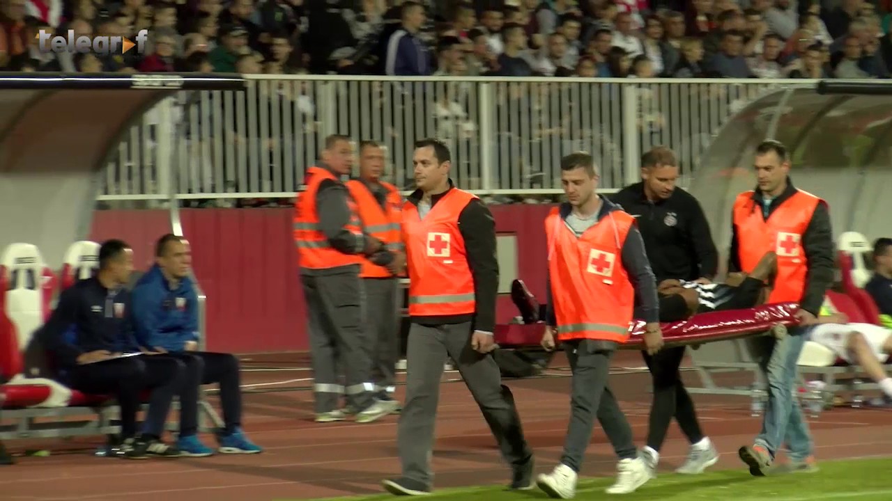 Povreda Evertona na utakmici Vojvodina - Partizan