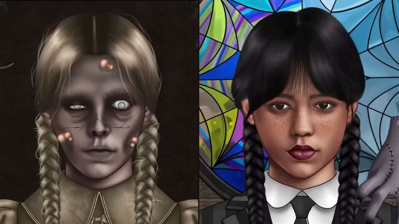 Horror Fantasy ASMR 'Wednesday' Transformation animation from zombie to human