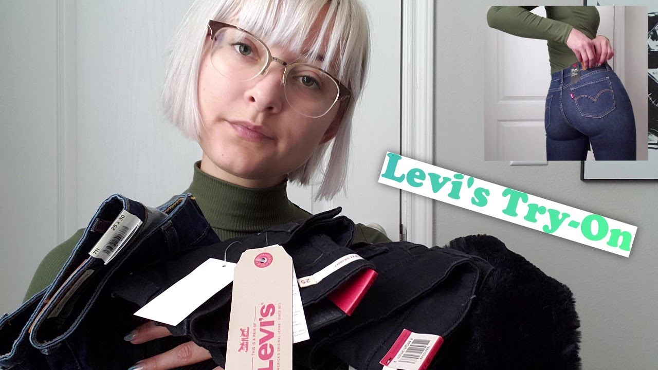 ASMR | Levi's TRY-ON w/ Whispered Rambling, Tag Tapping, & Fabric Scratching
