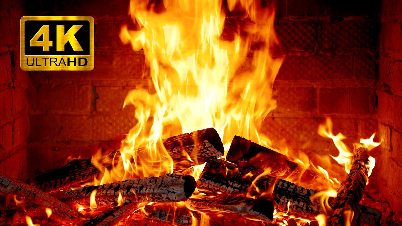 КАМИН в РАЗРЕШЕНИИ 4K 🔥 ГОРЯЩИЕ поленья и уютные ЗВУКИ огня | Зимняя атмосфера.