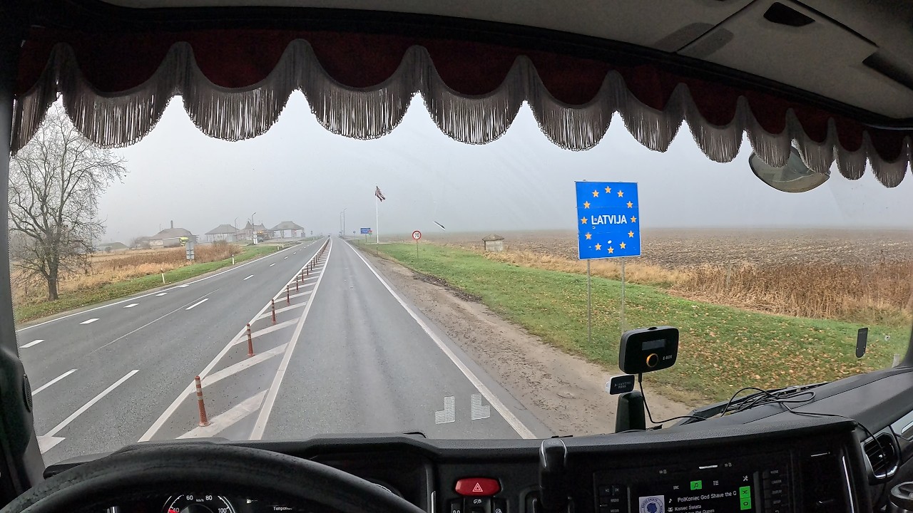 Truck Vlog - First Time in Latvia. Driving Across Country, up to Border with Estonia.