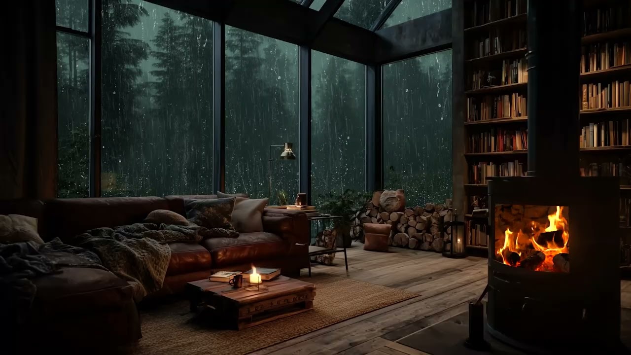 🌧️ Relaxing Rain and Fire Sounds for Deep Sleep and Night Ambience