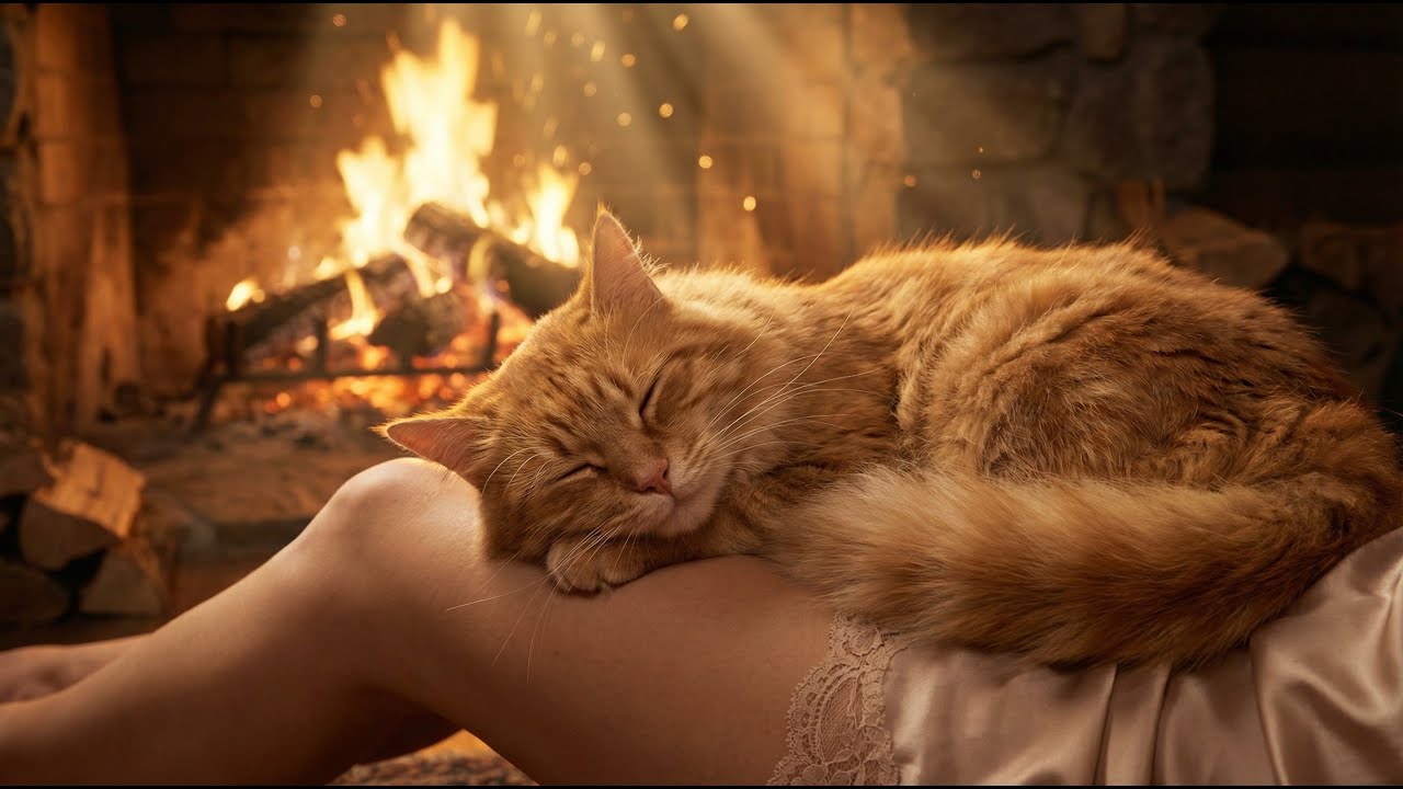 Unwind with This 60-Minute Cozy Cat Purring ASMR by the Fire