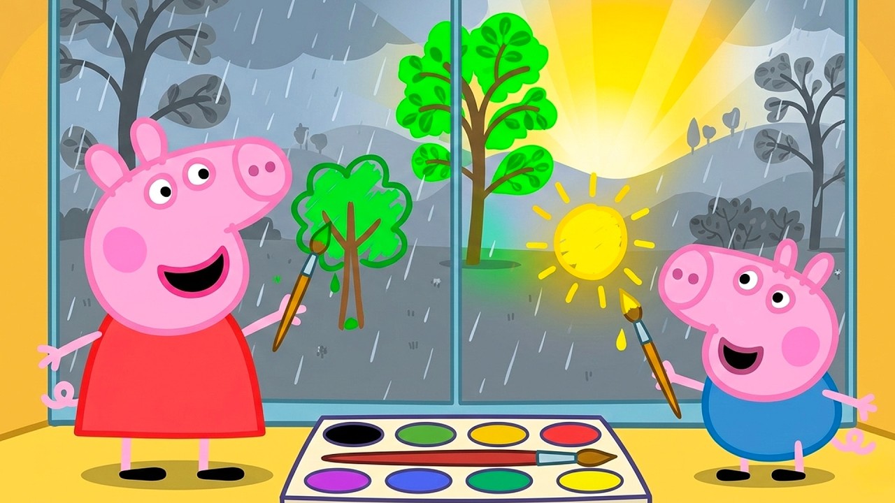 Peppa Pig Turns a Dreary Day Into a Canvas of Colors 🌈🖌️| Peppa Pig Funny Animation