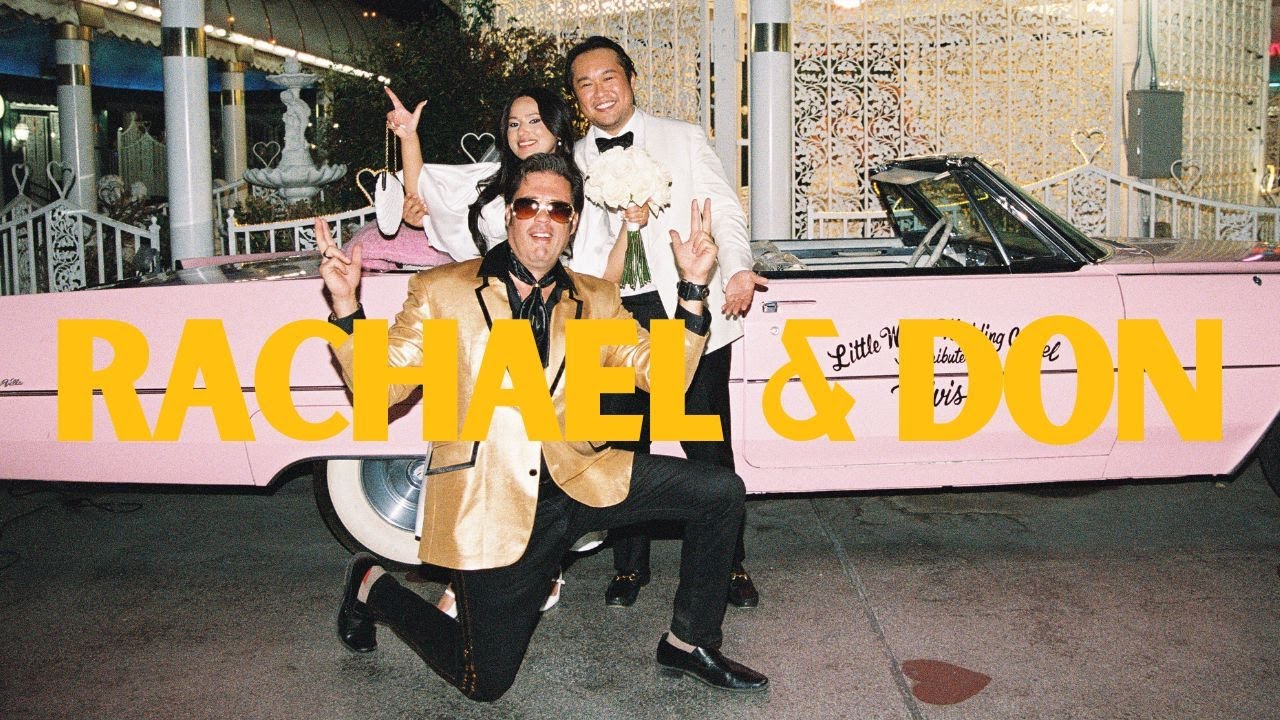 Elvis Wedding at The Little White Chapel Pink Cadillac on Super 8mm Film