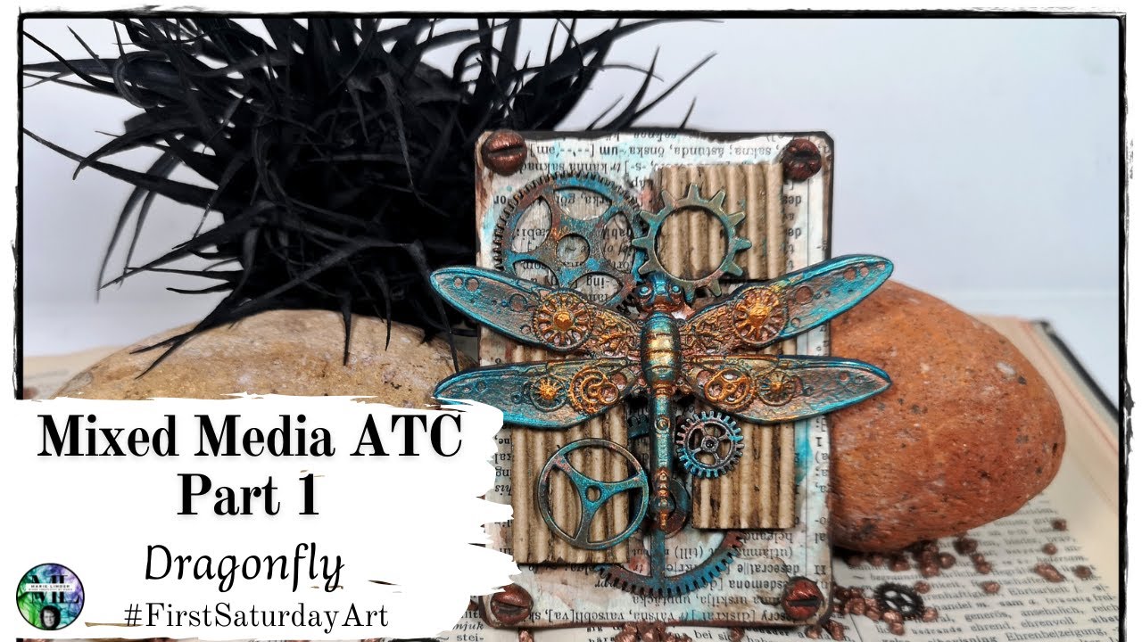 Mixed Media ATC - Dragonfly part 1 #FirstSaturdayArt
