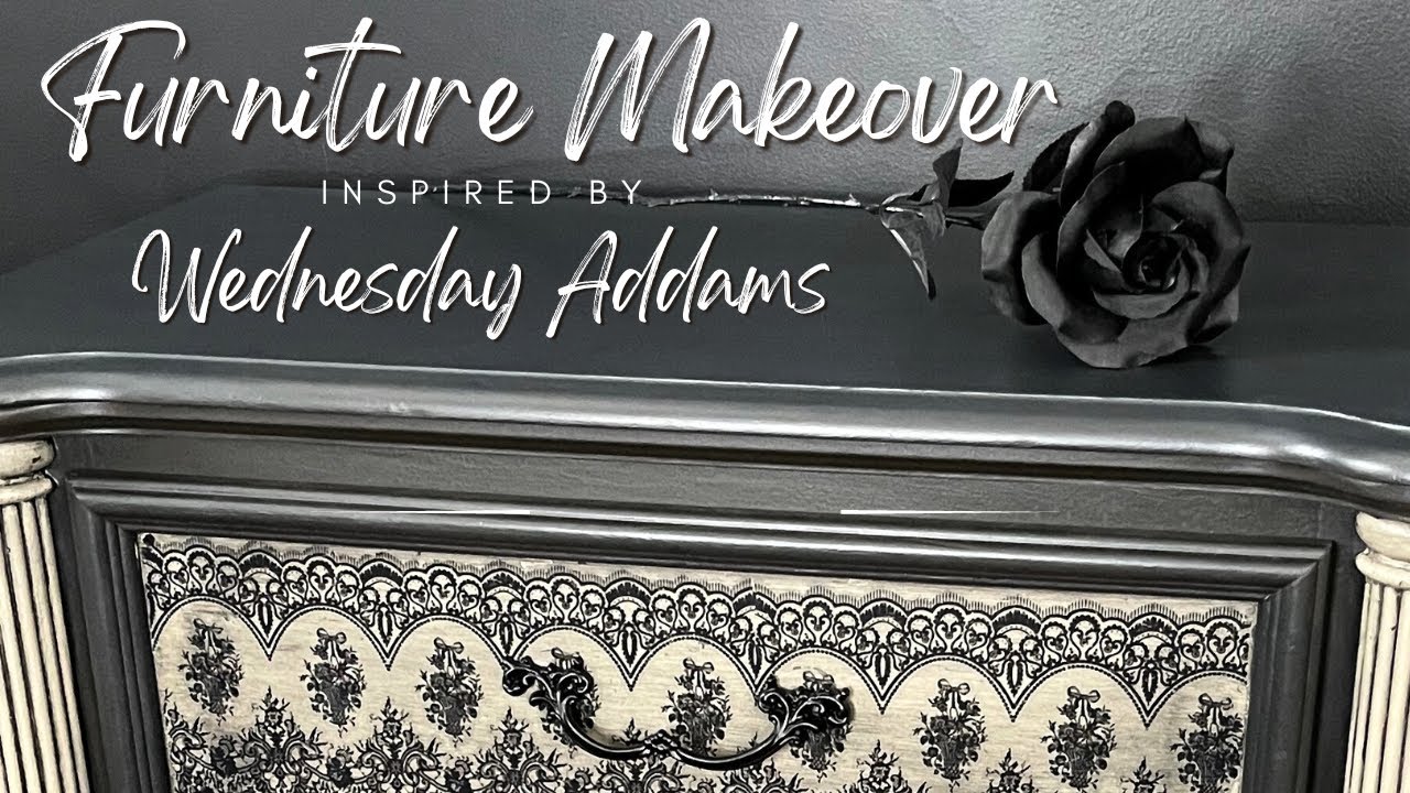 WEDNESDAY Addams Inspired Furniture Makeover using Dixie Belle Chalk Mineral Paint!