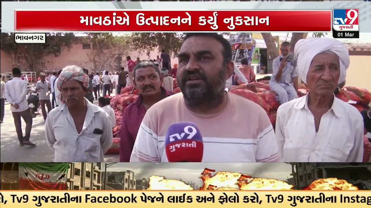 Unseasonal Rains Hit Onion Crop in Bhavnagar, Prices Crash in Market | Gujarat | TV9Gujarati
