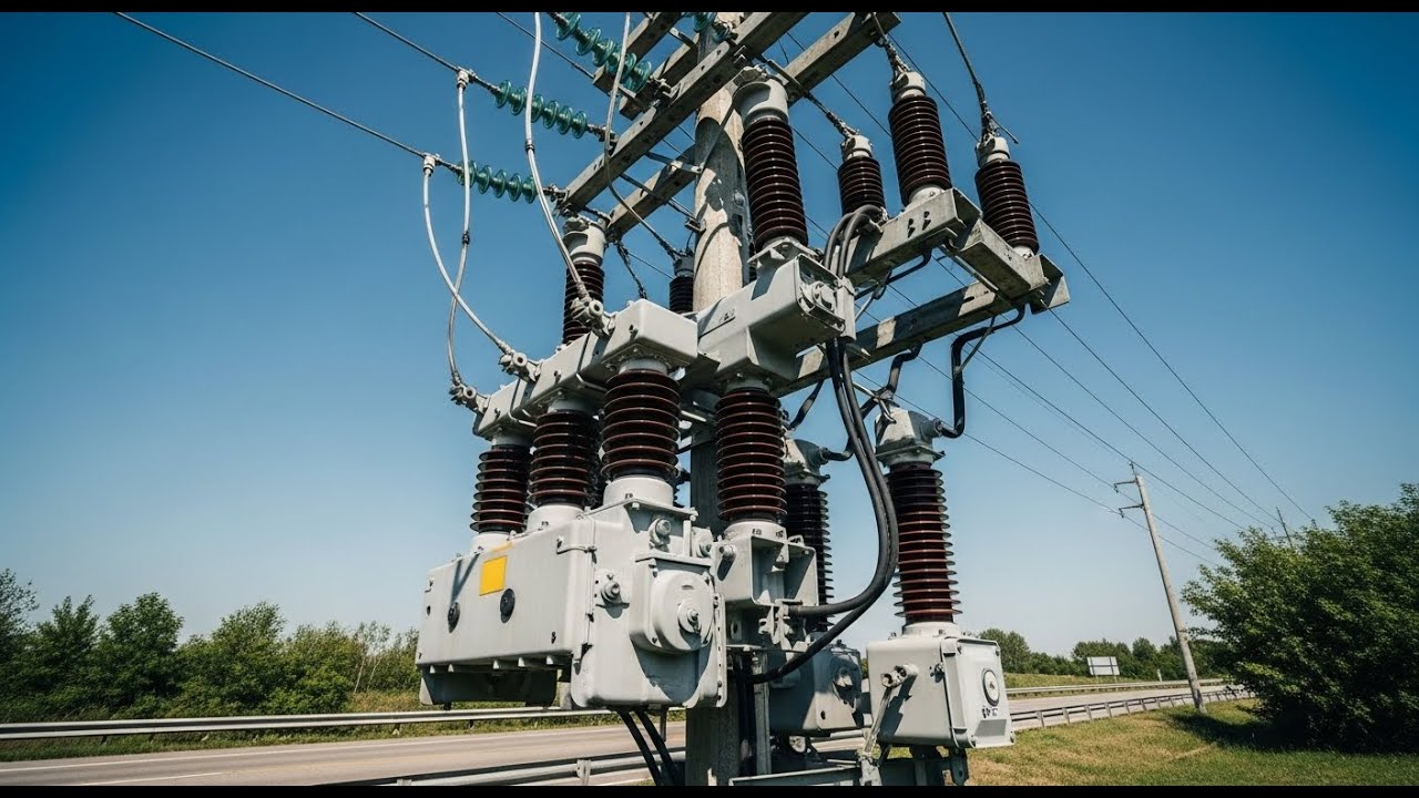 Medium Voltage Recloser Installation on Utility Pole | Power Distribution Explained