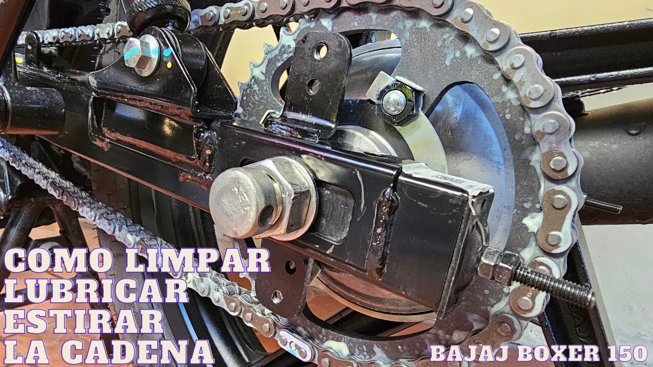 Como Limpiar, lubricar y estirar la cadena de moto (Bajaj Boxer 150)