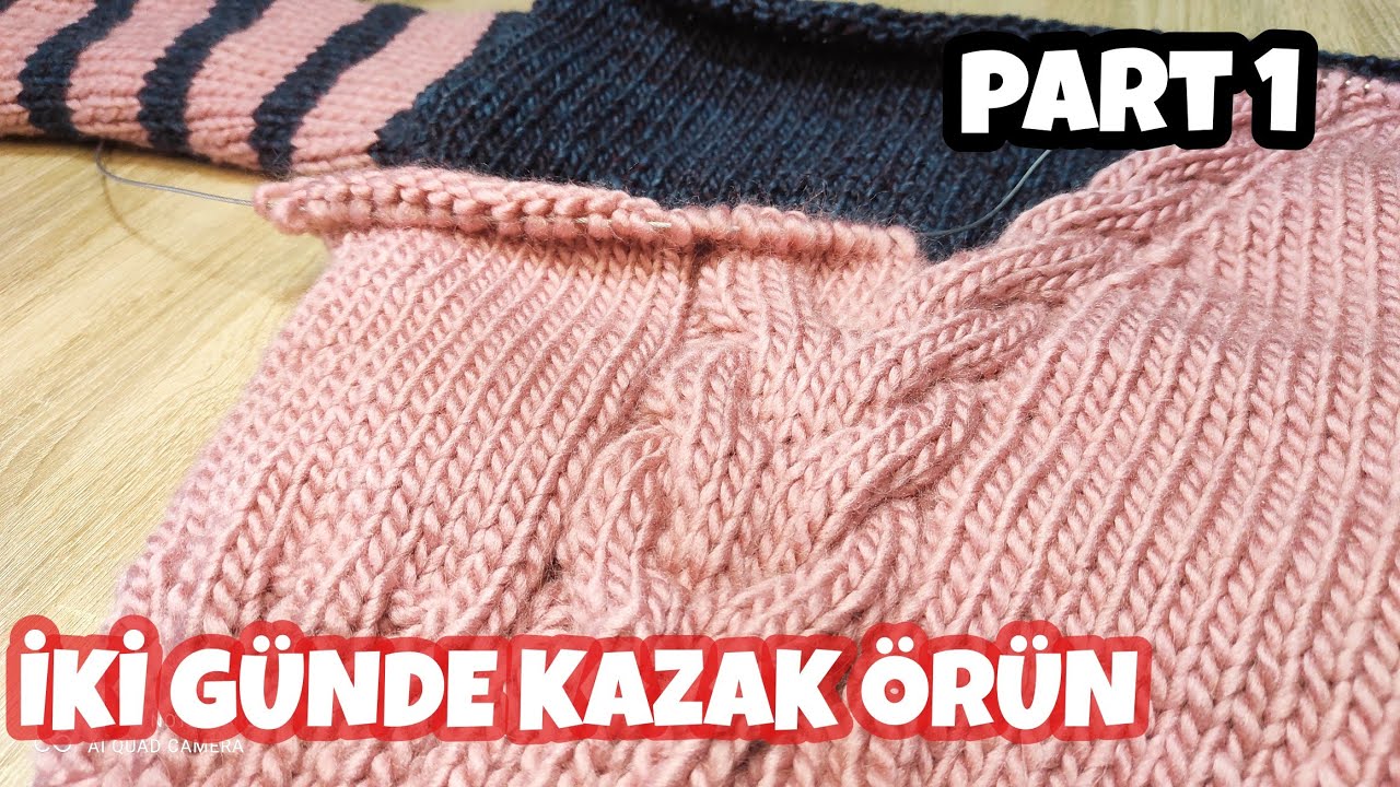 ❤️İki Günde Kazak Örün 👌 Saç Örgülü Çizgili Kazak 1.Bölüm☑️@Örgü Hocam,
