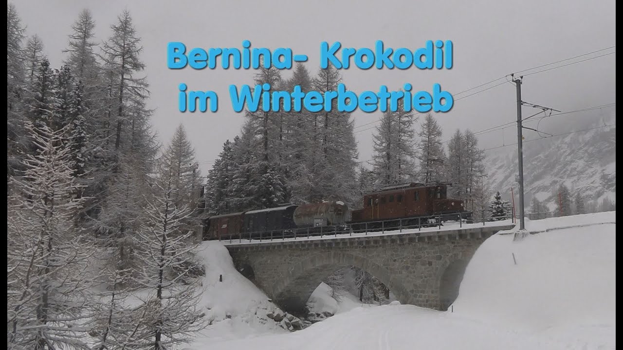 Bernina Krokodil Ge 4/4 182 im Wintereinsatz