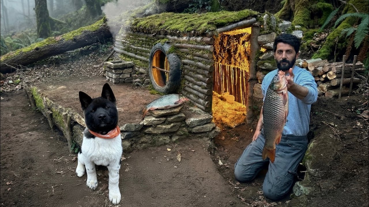 3 DAYS solo survival; Catch and Cook, FISHING. Building a Warm and Cozy Shelter, Bushcraft Camping