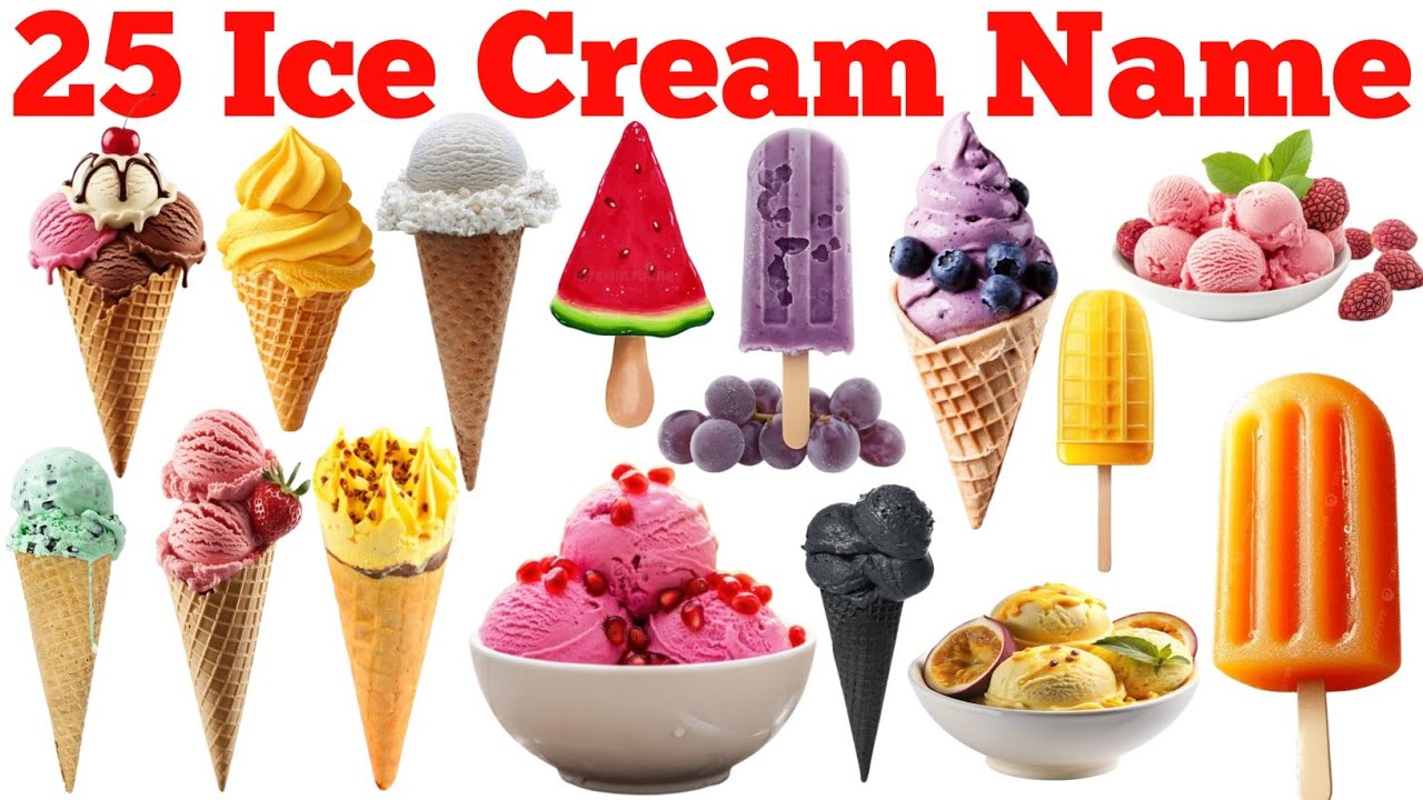 🍦25 Ice Cream Names | बच्चों के लिए मजेदार आइसक्रीम के नाम हिंदी और इंग्लिश में | GK Kids Study