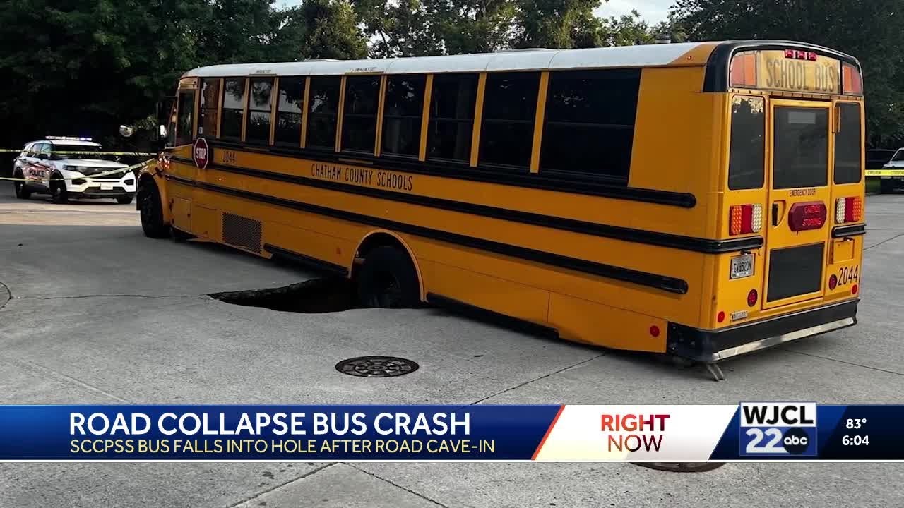 Savannah school bus swallowed by road cave-in