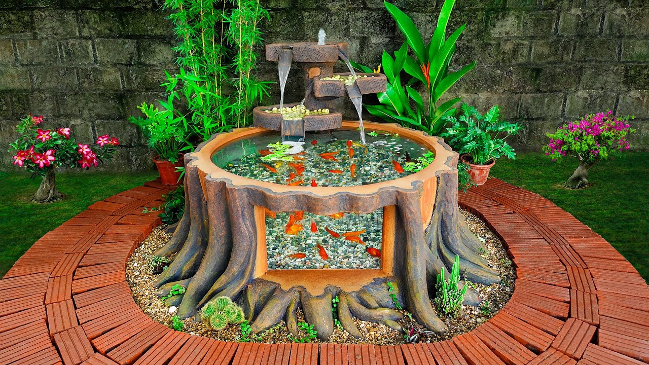 DIY waterfall aquarium easily for your garden