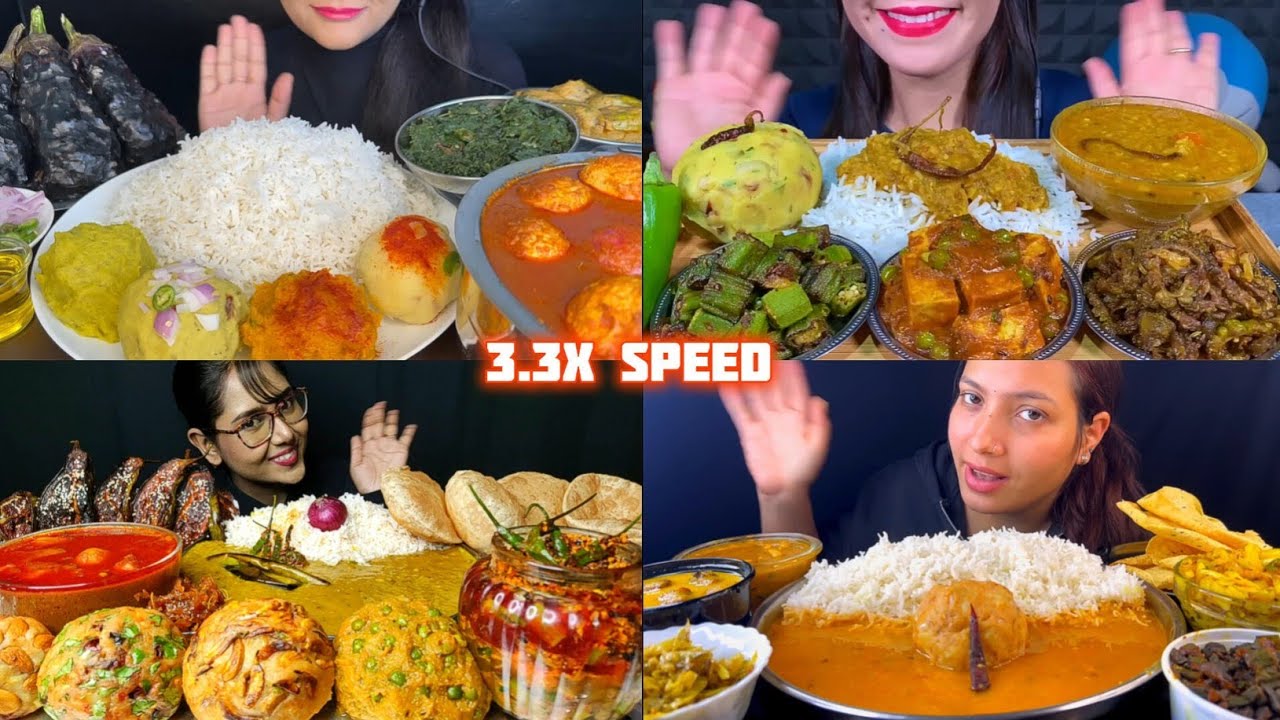 ASMR: Eating Different Types Of Bharta Eating Challenge 😍😋Dal Chawal Paneer masala Mukbang