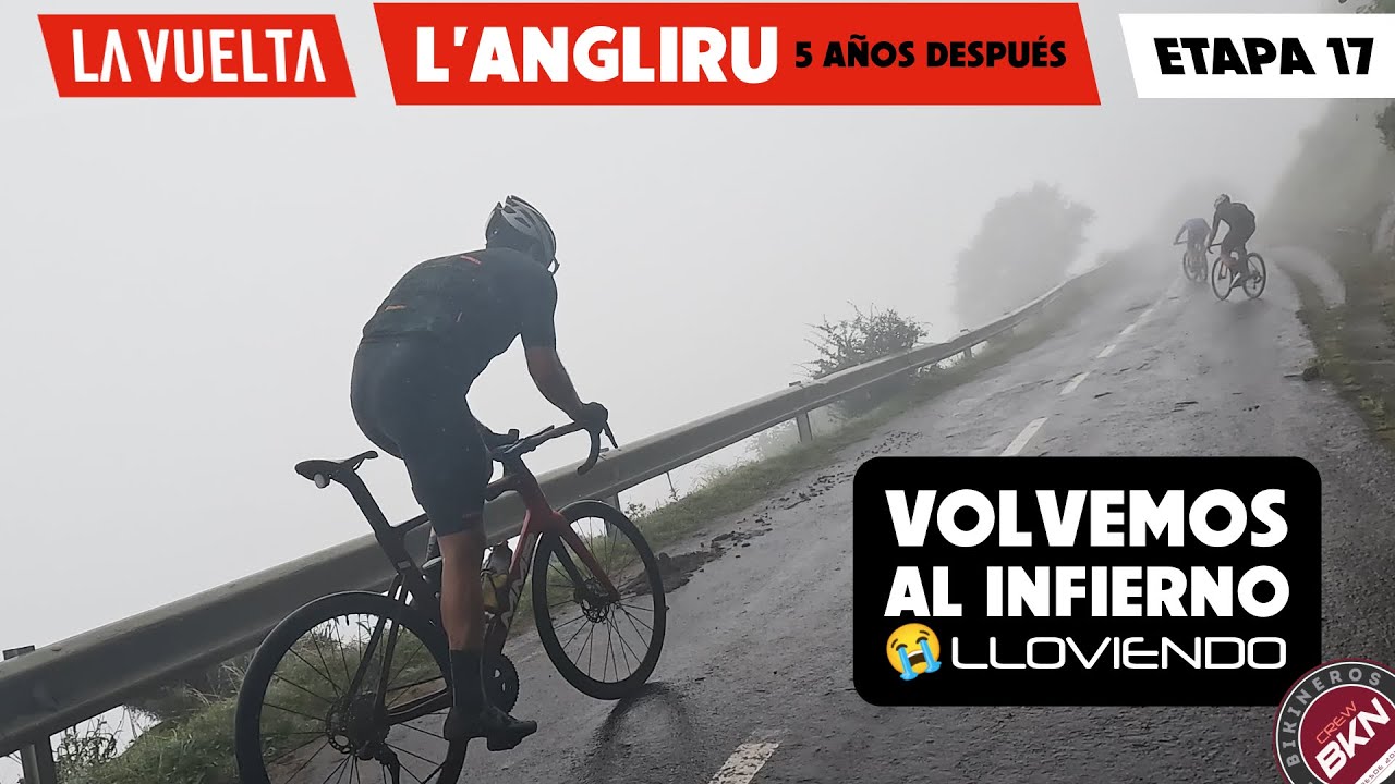 ASI ES EL ANGLIRU PARA AFICIONADOS... pero LLOVIENDO 🌧️  #LAVUELTA23 ETAPA 17