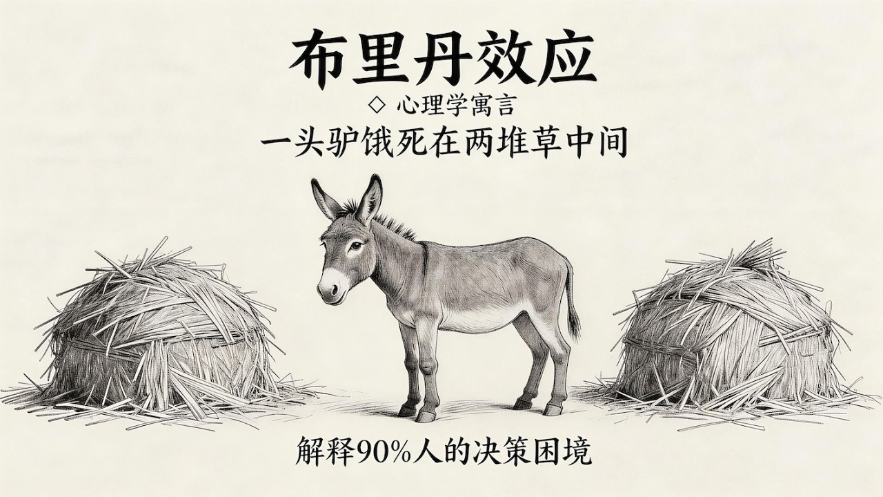 心理学上有个词叫：布里丹效应｜一头驴饿死在两堆草中间：这个诡异寓言，解释了90%人的决策困境