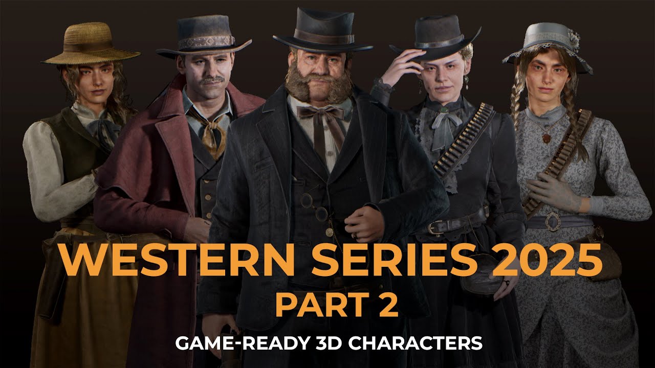 Western Characters Series 2025, part 2 | 3D Game-ready Characters | UE5/Lyra preview | Live Link