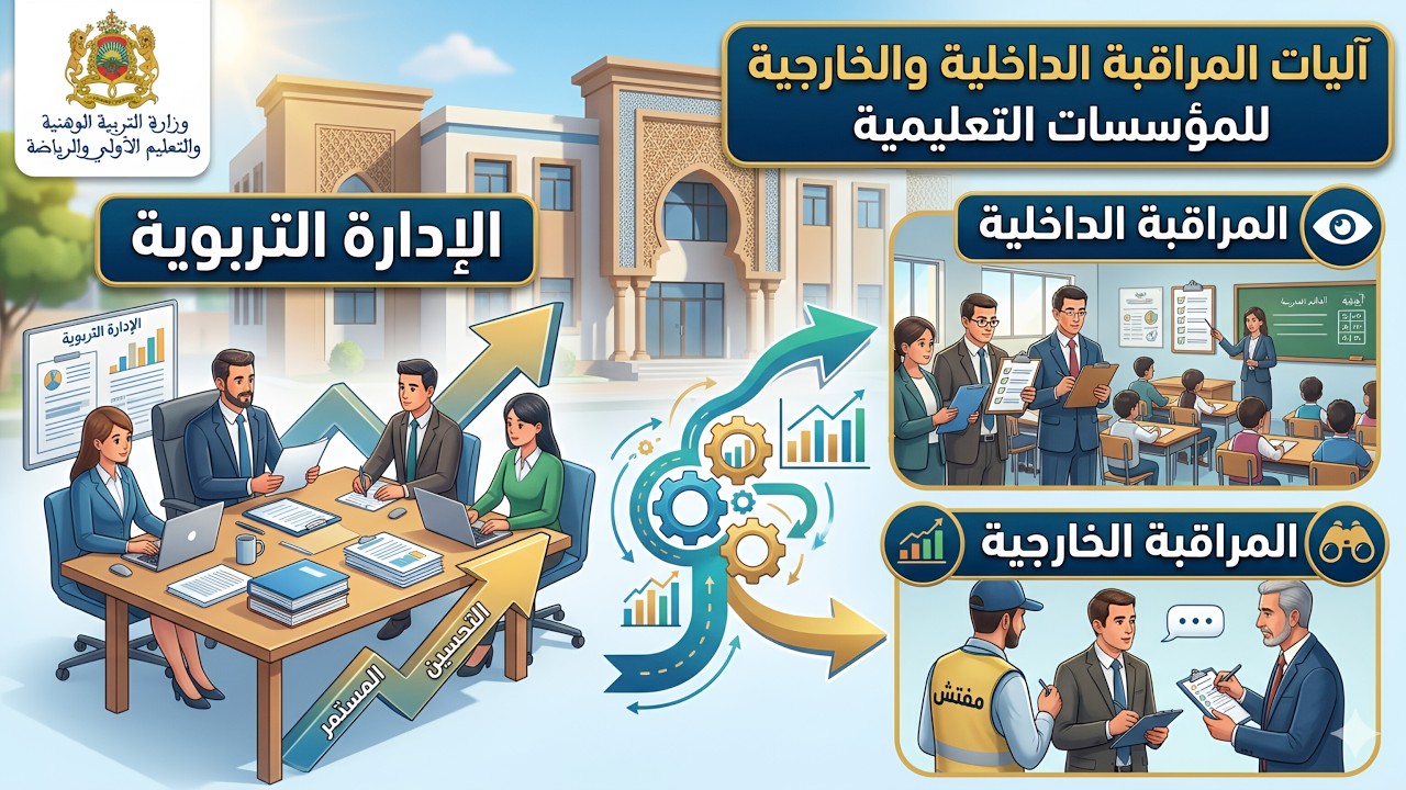 الإدارة التربوية: . كيف تُراقَب المؤسسات التعليمية؟ شرح شامل لآليات المراقبة الداخلية والخارجية.