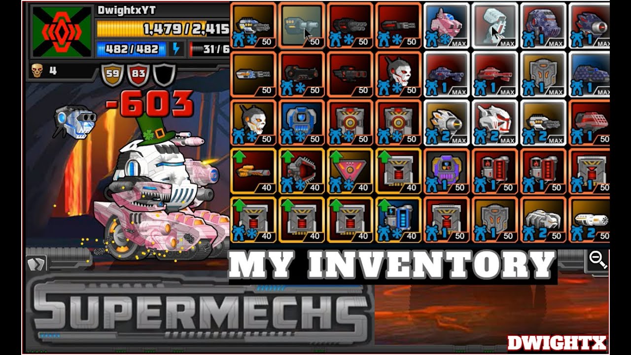 Supermechs⛅ ALL MY ITEMS 🦃 My Inventory Part 5 [2v2s] #10k?