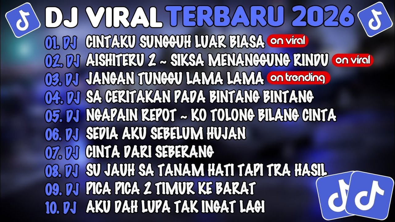 DJ TIKTOK TERBARU 2026🎵DJ CINTAKU SUNGGUH LUAR BIASA🎵DJ AISHITERU 2 SIKSA MENANGGUNG RINDU🎵FULLALBUM