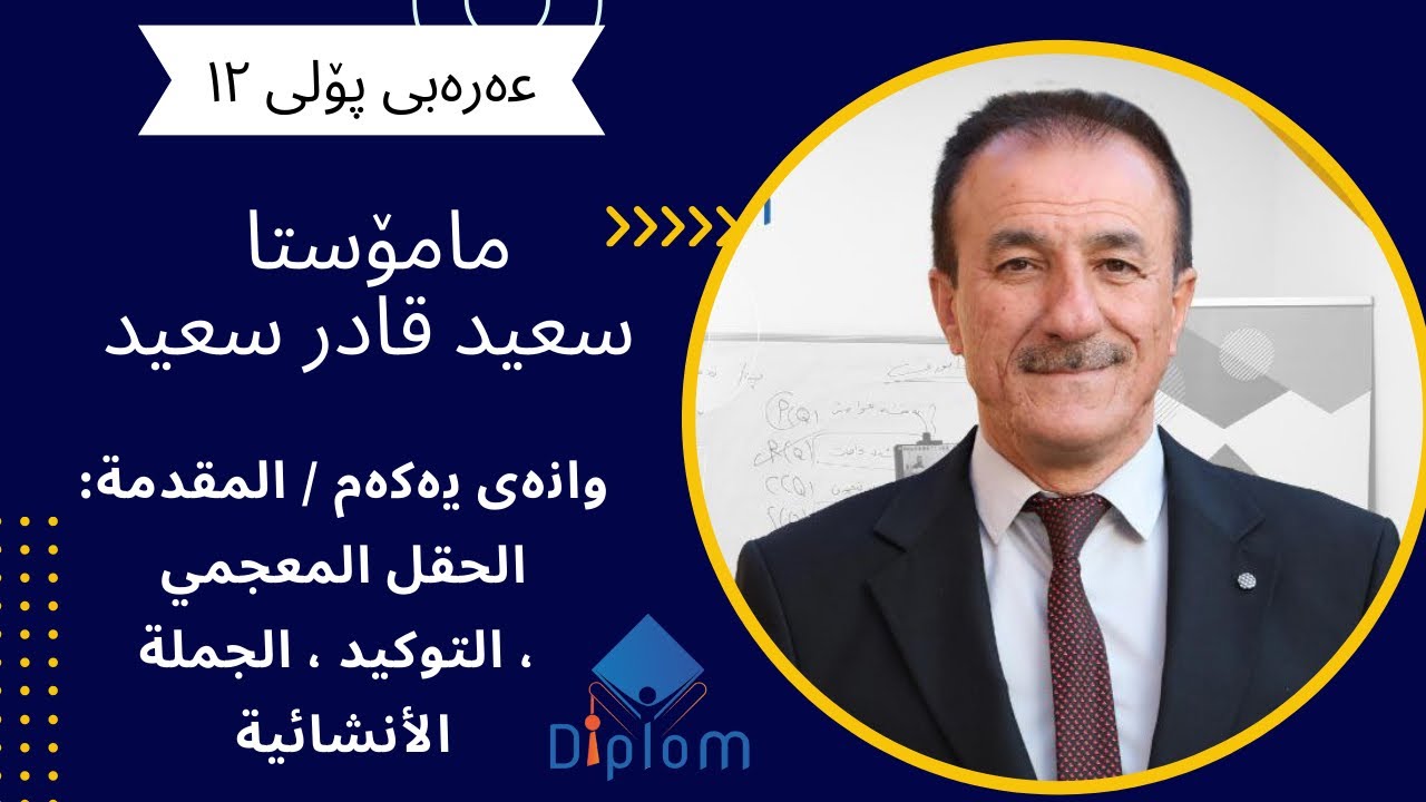 عەرەبى پۆلى ١٢ م سعید قادر سعید وانەی یەكەم المقدمە : الحقل المعجمي، التوكيد ، الجملة الإنشائية