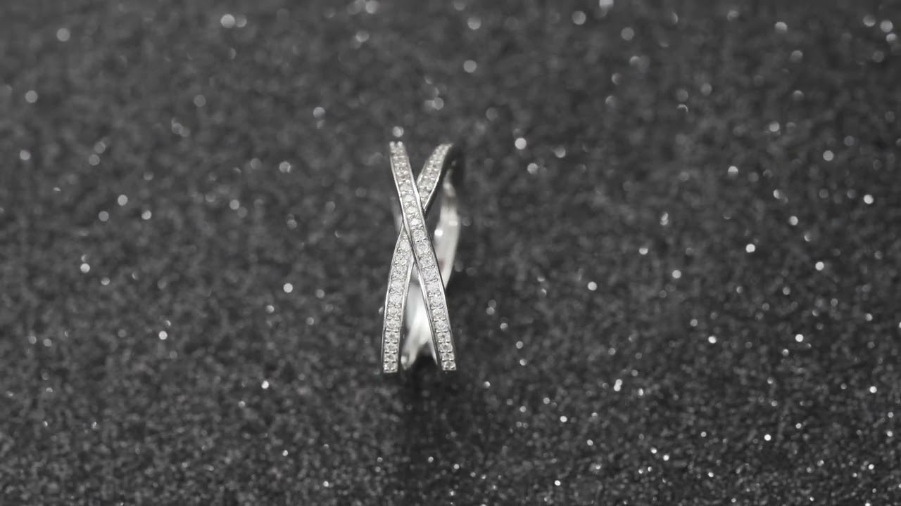 ChicSilver Jewelry Sterling Silver Cubic Zirconia Ring Criss Cross X Ring