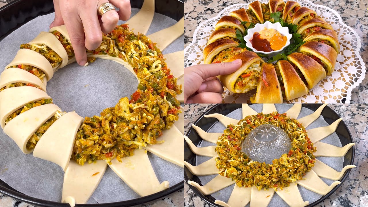 جربيها غتولي مدمنة عليها 👌🏻فطيرة محشية للعشاء بطريقة راائعة سهلة وبسيطة 😍عجينة خفيفة وحشوة لذيذة
