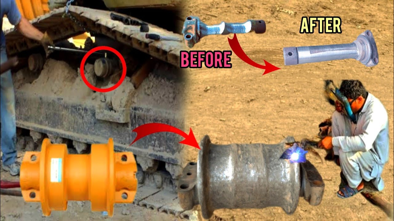Excavator Chain Track Roller Repairing In Local Work Shop | Pakistani mechanic repair | Heavy wheels