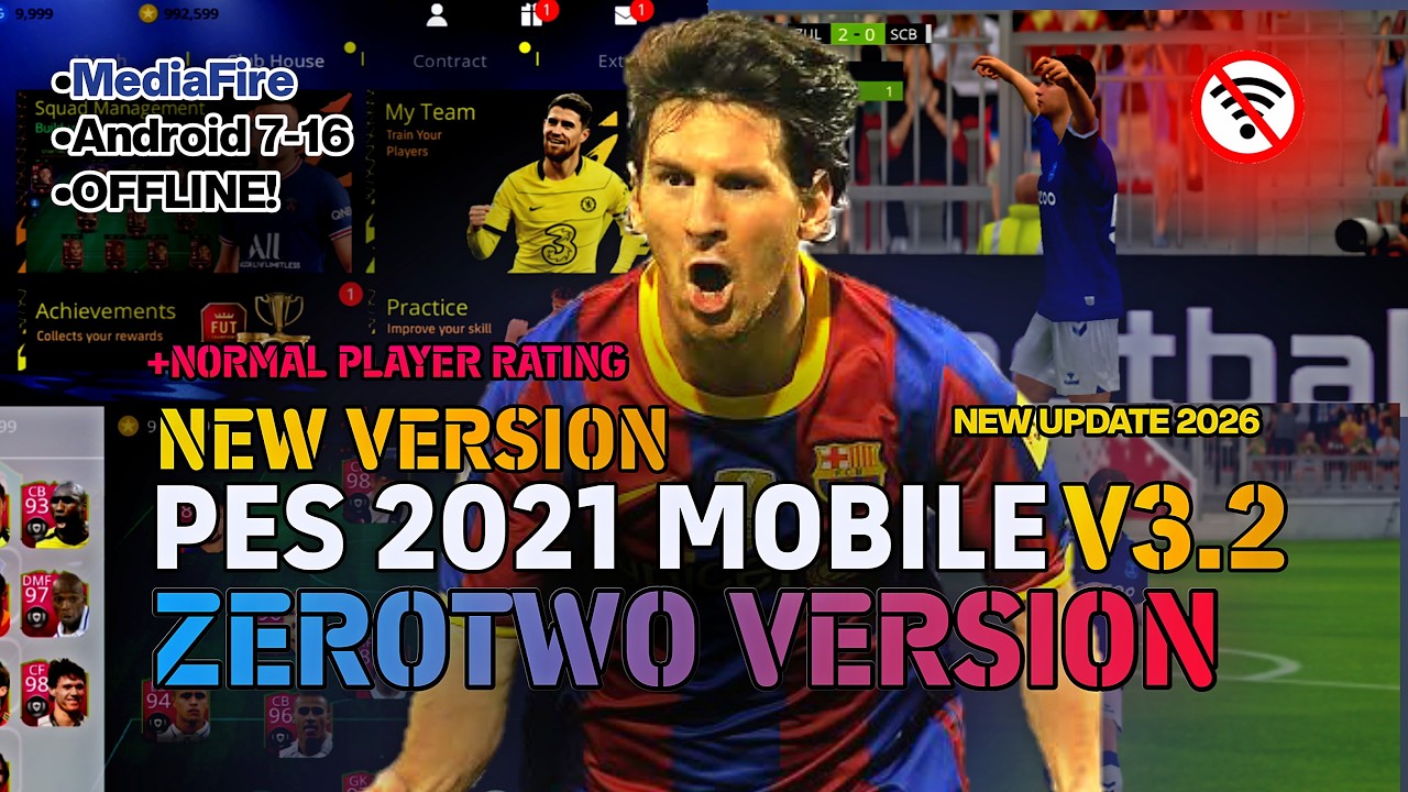 PES 2021 Mobile Offline 2026 New Update | ZeroTwo V3.2 FIFA Mobile 22 Patch & Commentary