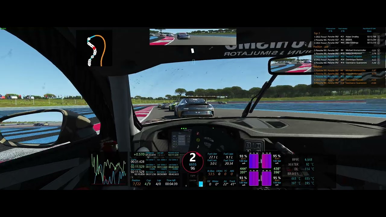 rFactor 2 - 992 GT3 cup @ Paul Ricard with AI 107% setup in the end.