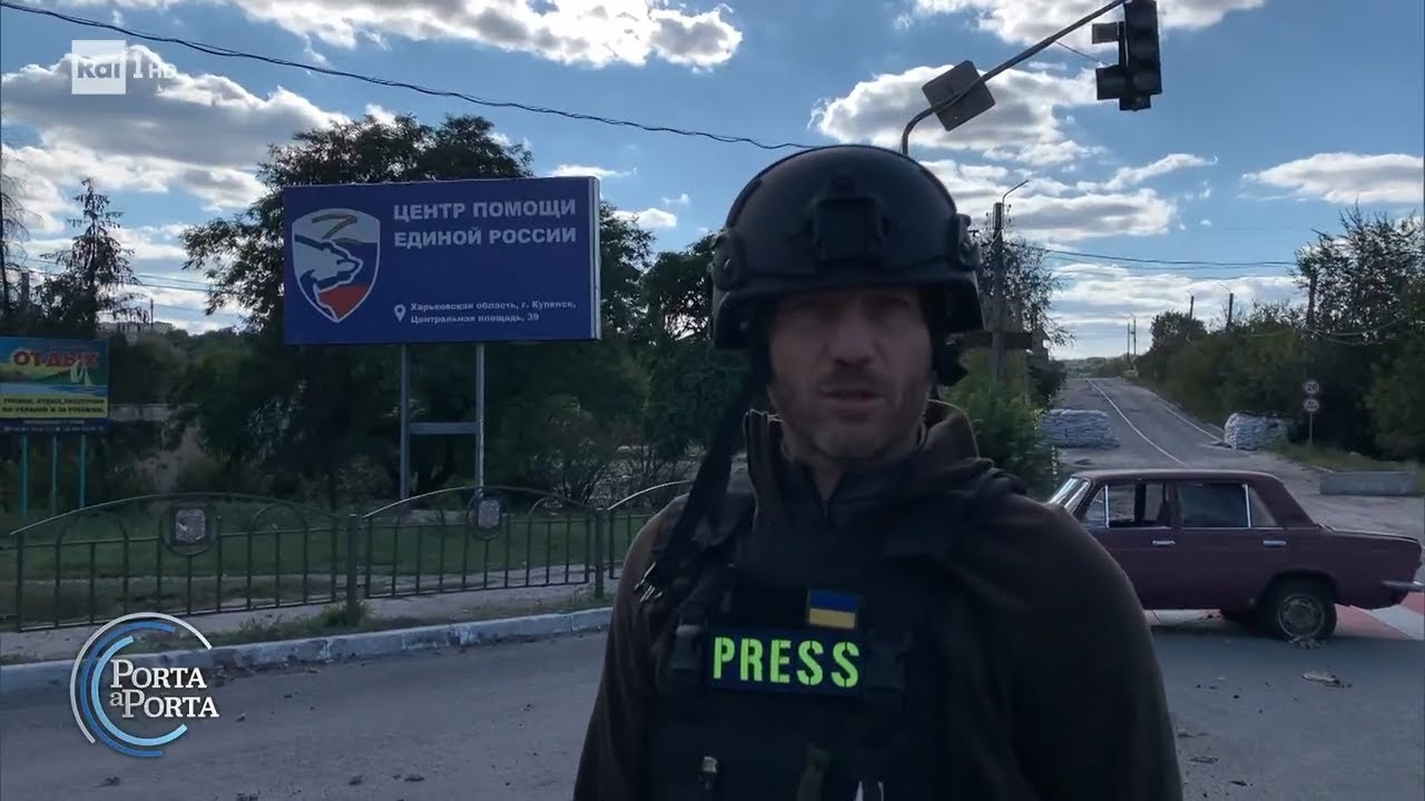 Ucraina, la guerra al fronte con l'inviato Emilio Piervincenzi -  Porta a Porta 21/09/2022