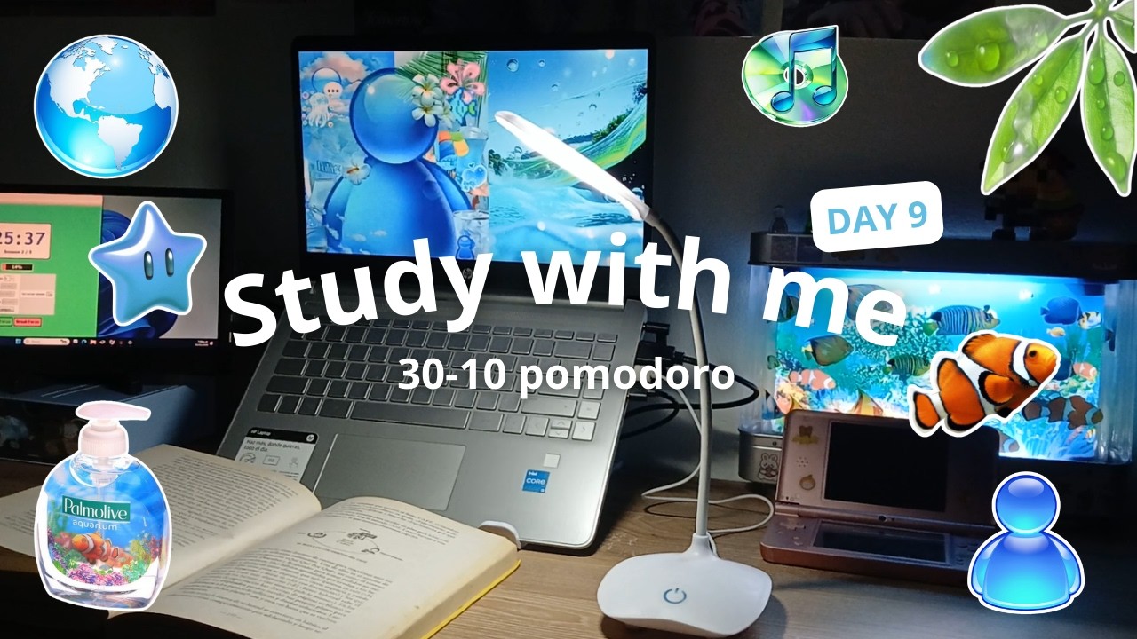 🐟💙Study with me || Pomodoro 30-10 || Frutiger Aero Music 🐬🌊