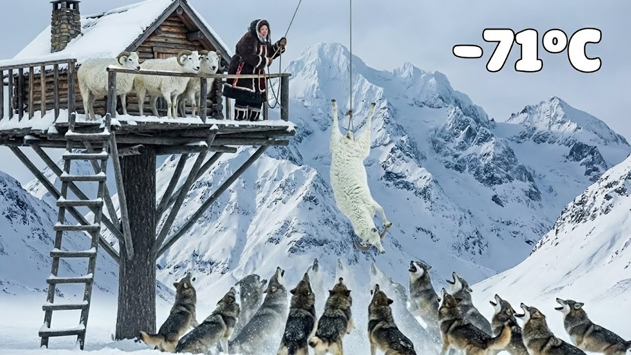 Widow vs 1000 Wolves on a Frozen Tree House | Saving Snow Sheep in Yakutia