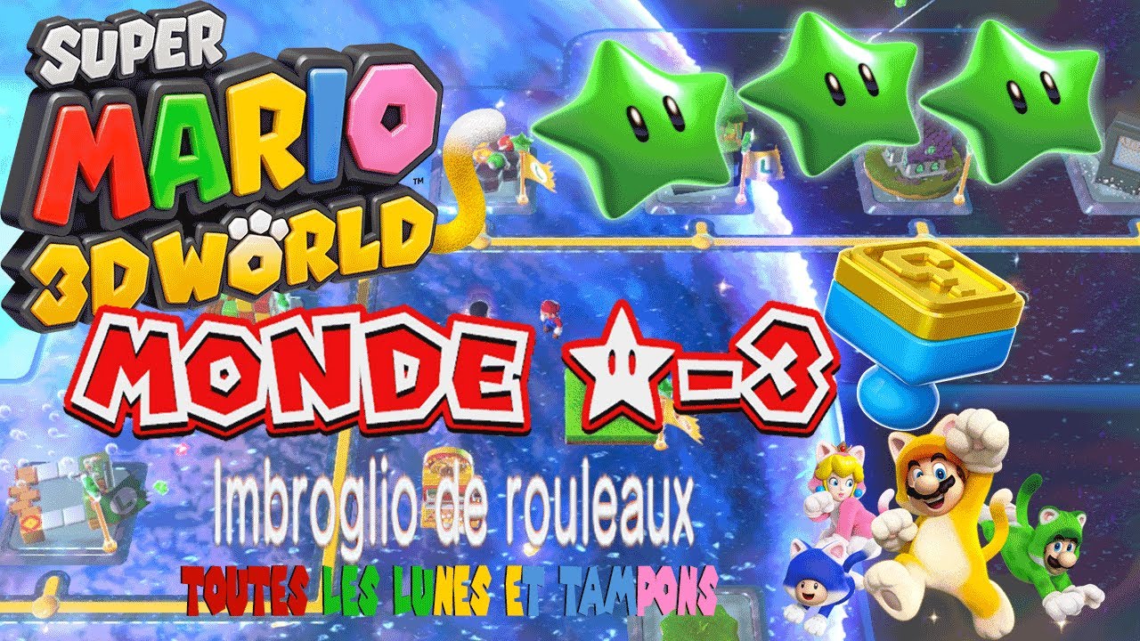 Super Mario 3D World : toutes les lunes du Niveau Imbroglio de rouleaux (non commenté)