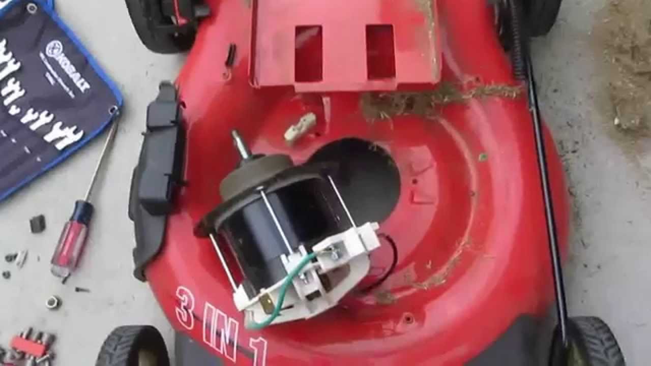 Homelite 24V Cordless lawn mower tear down to get DC motor for electric scooter/bike