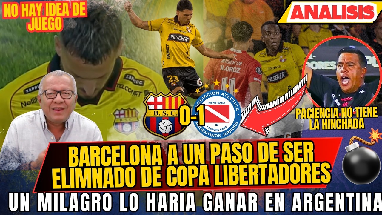 VERGONZOSA DERROTA DE BARCELONA ANTE ARGENTINOS JRS - DIFICIL QUE BSC PASE DE RONDA
