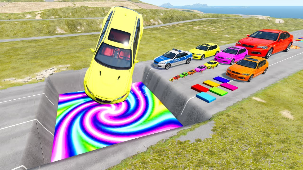 БОЛЬШИЕ И МАЛЕНЬКИЕ МАШИНЫ против ГИГАНТСКОЙ ЯМЫ #180 - BeamNG.drive Ninja BeamNG !