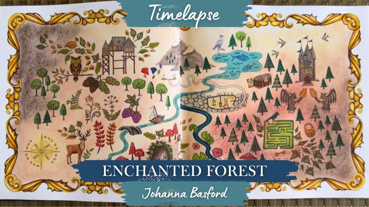 Colouring a Treasure Map in Johanna Basford’s “Enchanted Forest” (Timelapse) 
