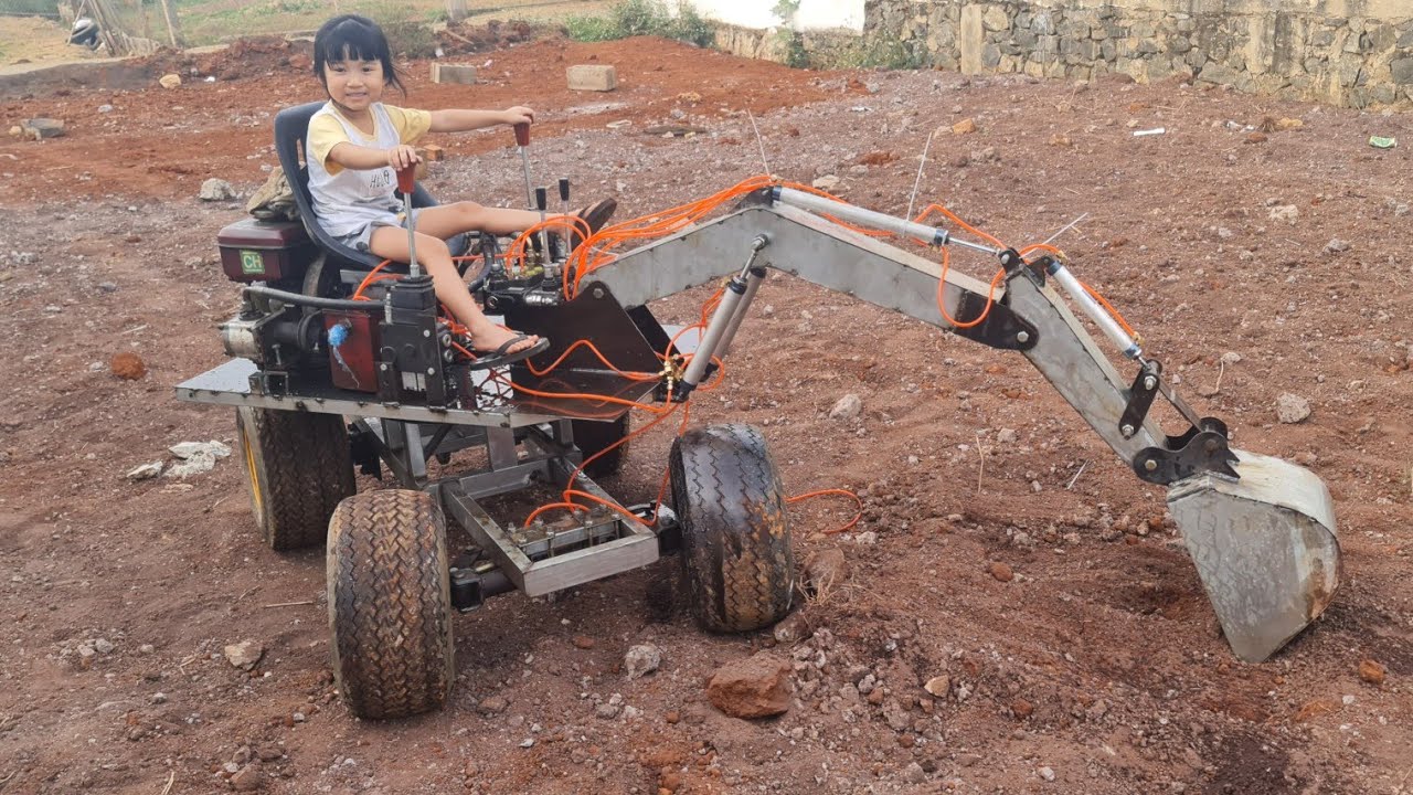 TỰ CHẾ MÁY XÚC BÁNH LỐP THỦY LỰC MINI P4 TESD THỬ HỆ THỐNG THỦY LỰC