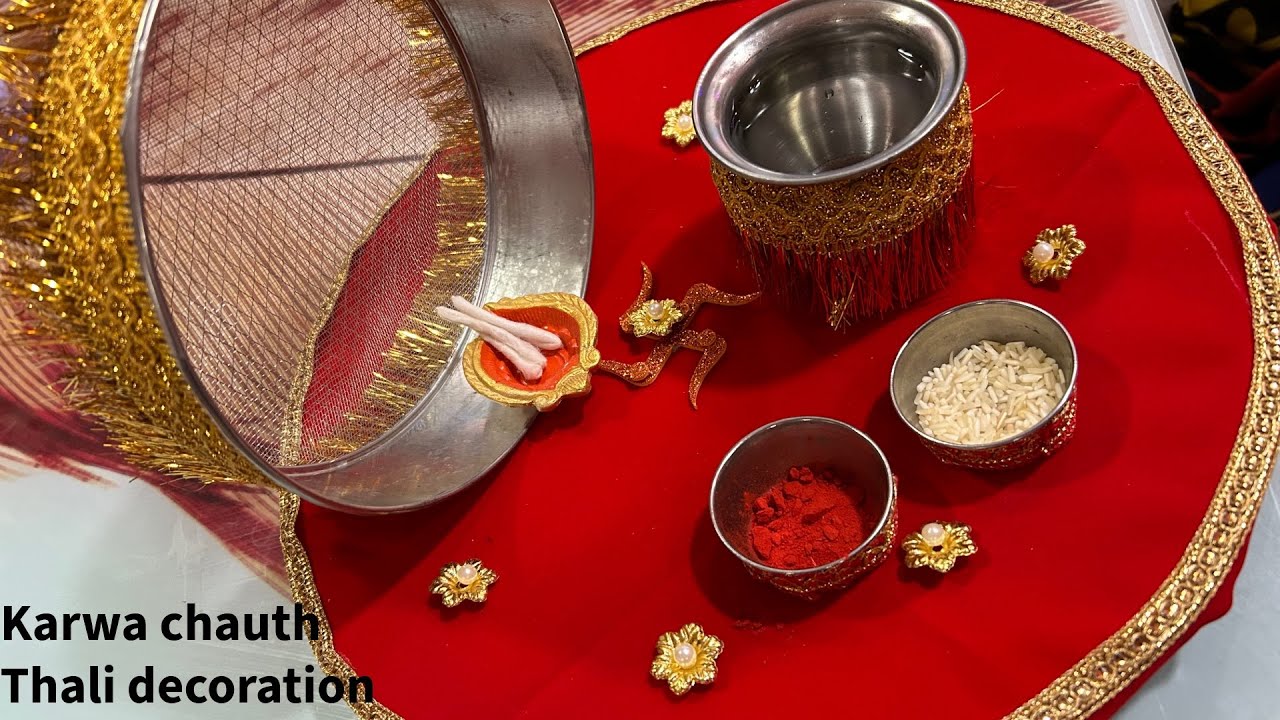 Karwa Chauth Thali Decoration at home/ Karwa Chauth ki Thali kaise sajaye /DIY