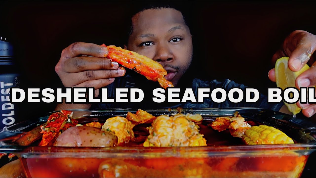DESHELLED SEAFOOD BOIL + DIPPIN DASH BUTTER SAUCE MUKBANG | BY FLAVASBYDAMEDASH