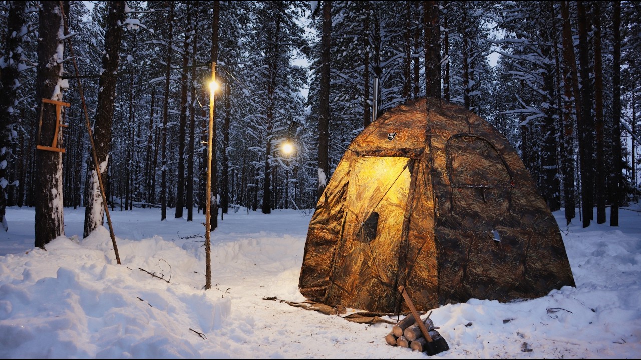 24 Hours Alone in the Winter Forest | Hot Tent Camping