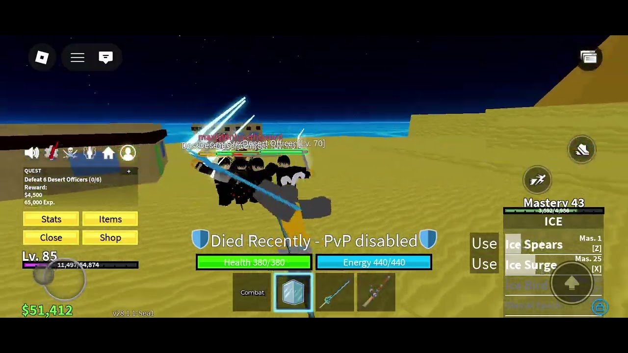 Playing blox fruits