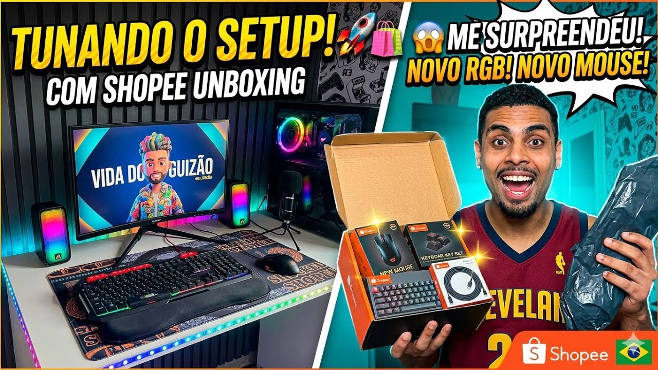 TUNANDO NOSSO SETUP GAMER COM AS COMPRAS DA SHOPEE,  UNBOXING ￼!! #foryou #setup #gamer #setupgamer 